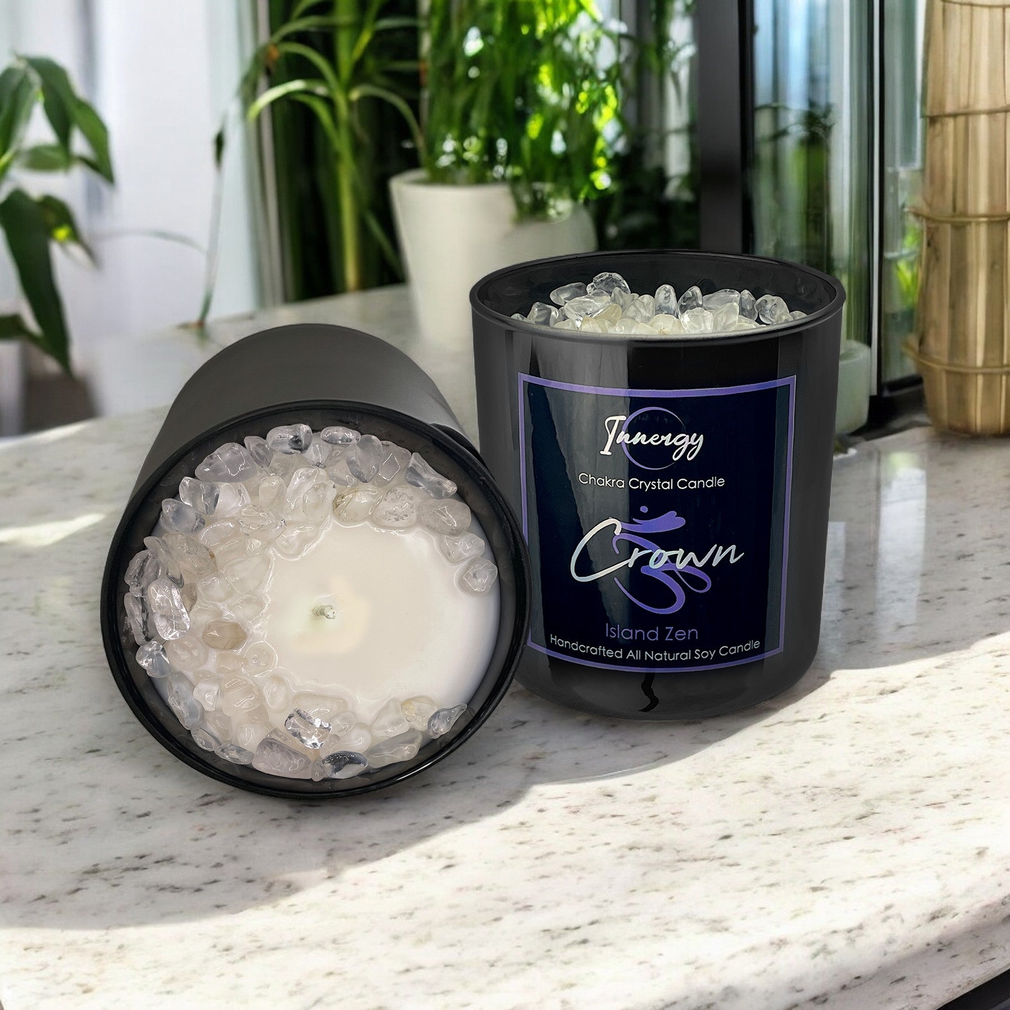 Crown Chakra Crystal Candle, 10oz