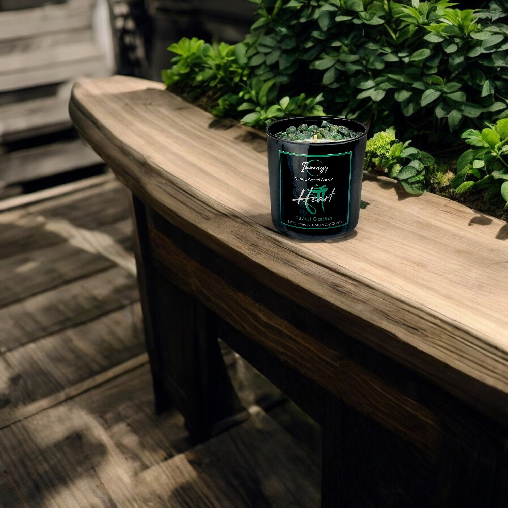 Heart Chakra Crystal Candle, 10oz
