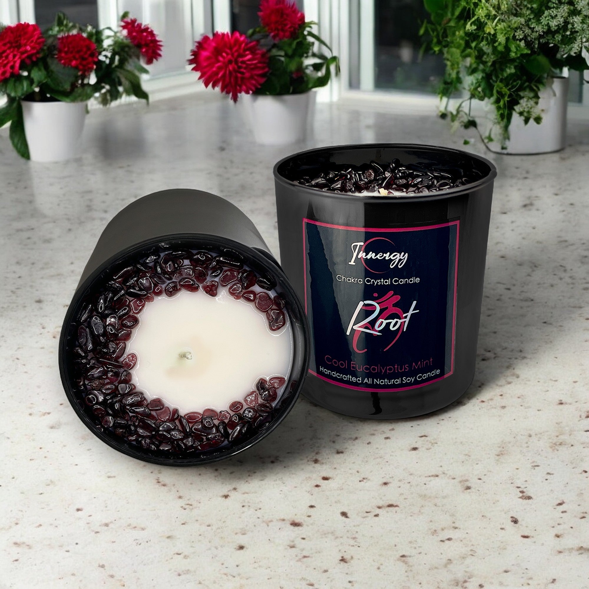 Root Chakra Crystal Candle, 10oz
