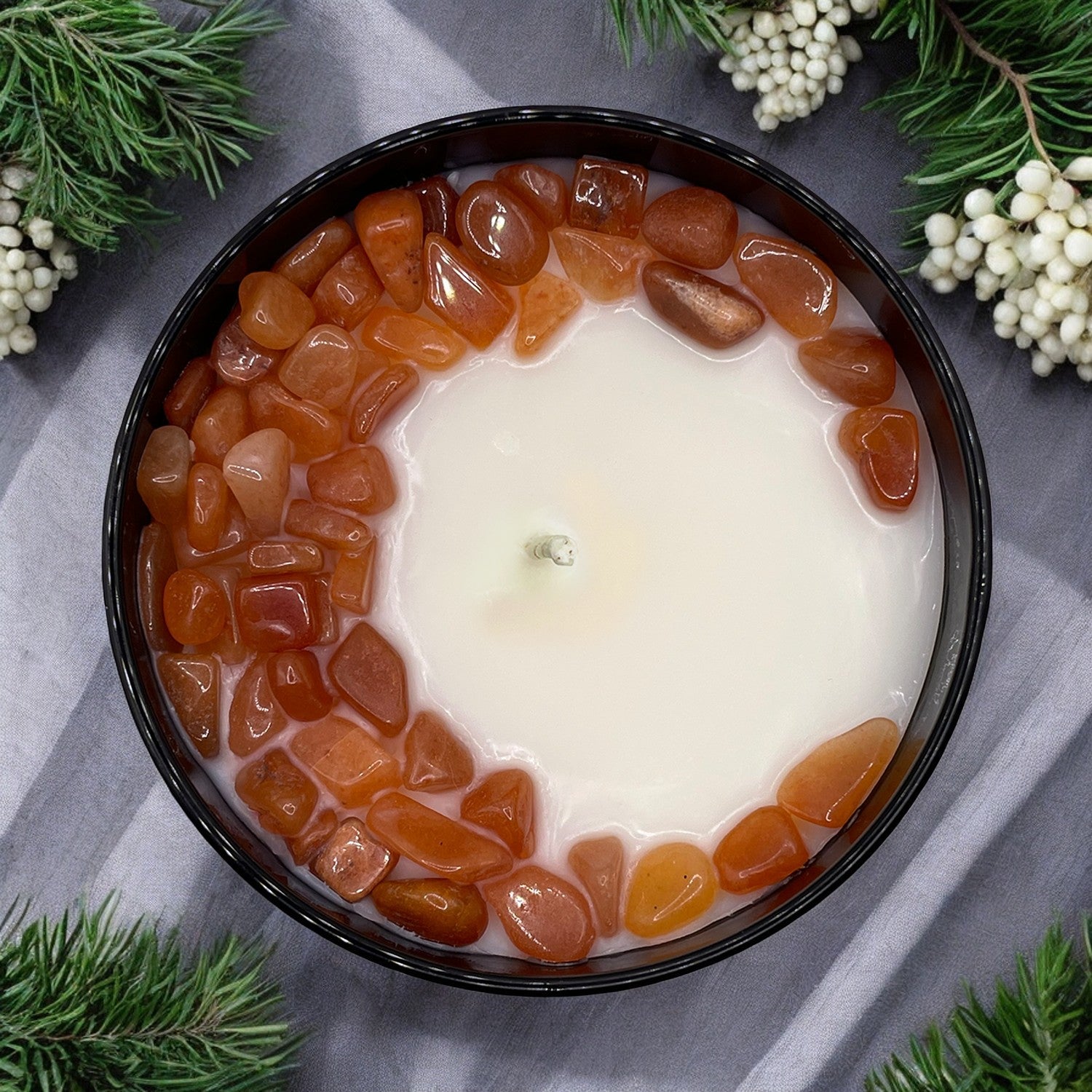 Sacral Chakra Crystal Candle, 10oz