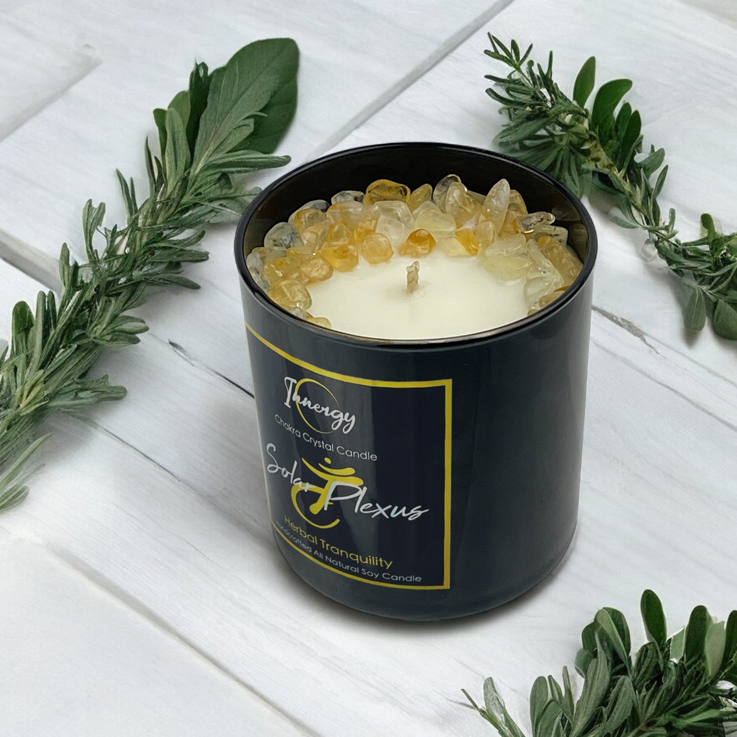 Solar Plexus Chakra Crystal Candle, 10oz