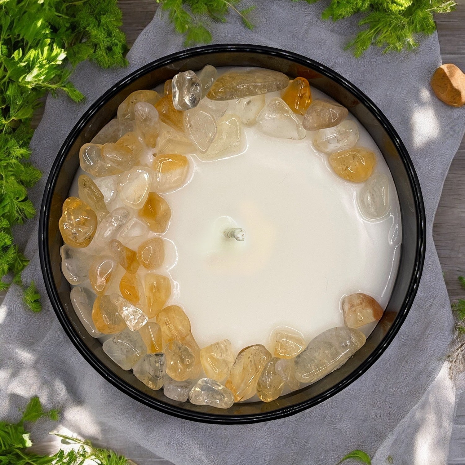 Solar Plexus Chakra Crystal Candle, 10oz