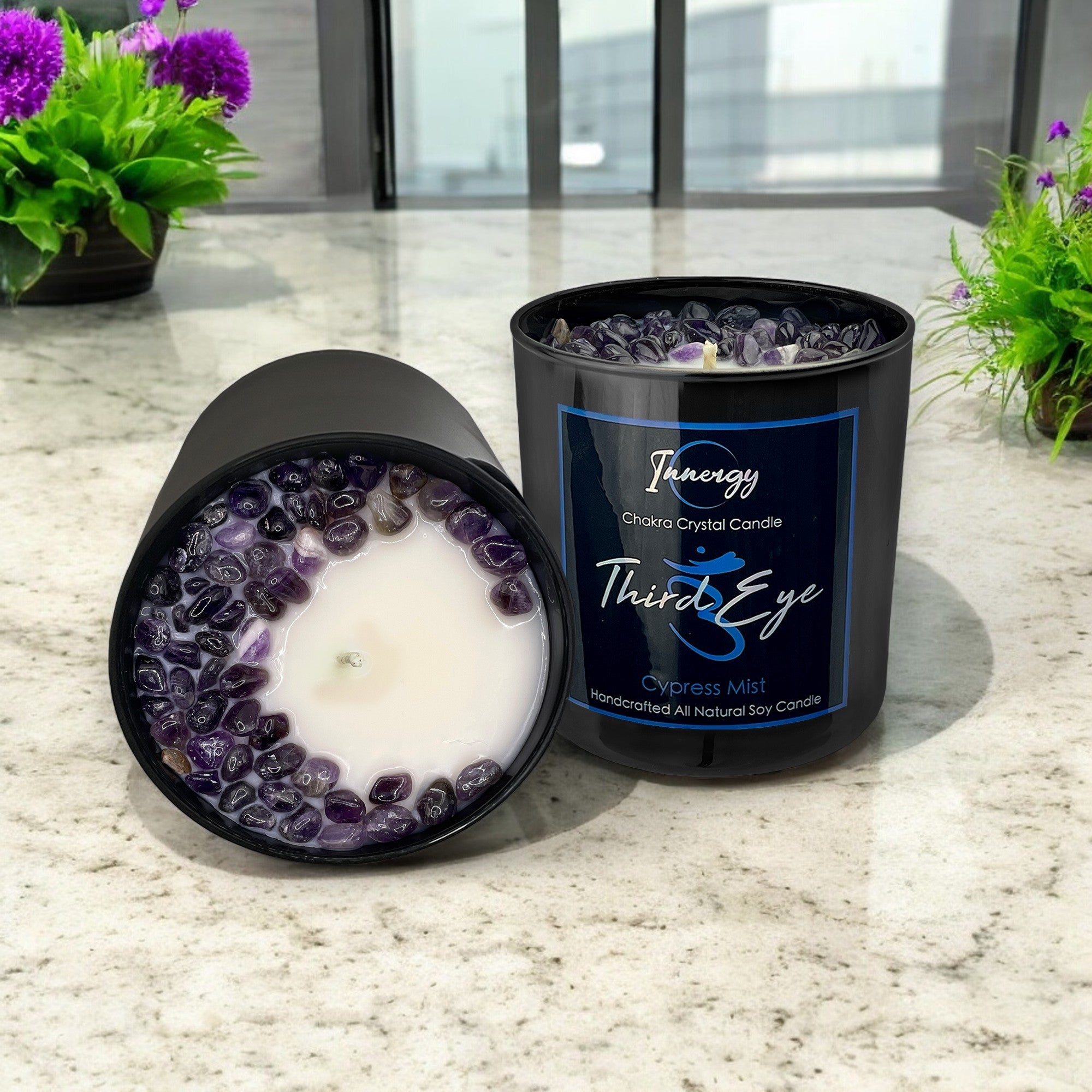 Third-Eye Chakra Crystal Candle, 10oz