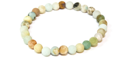 Amazonite (Matte) Round Bead Bracelet - Calming Truth